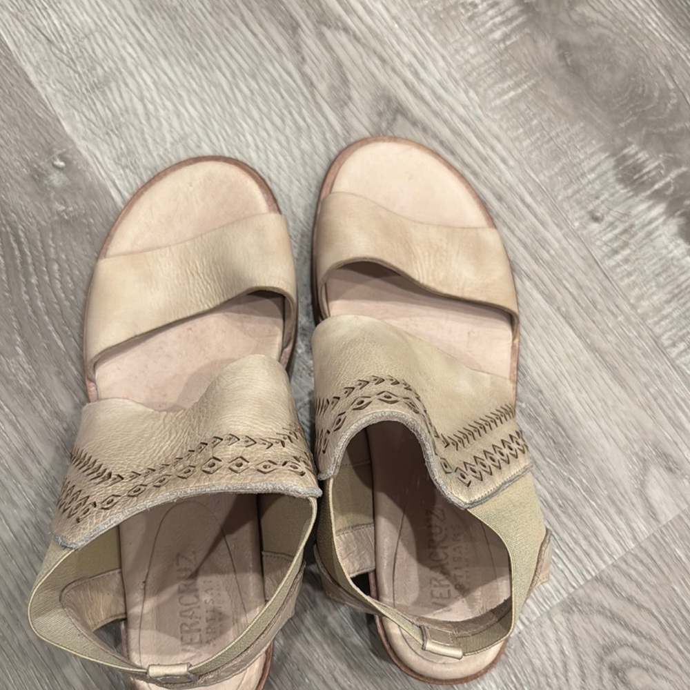 Tan Minimalist Sandals with Adjustable Ankle Strap